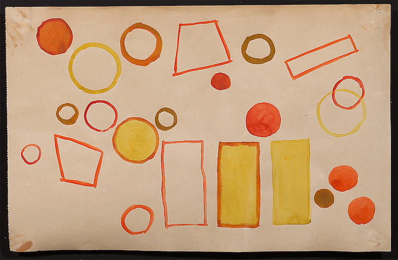 Andrzej Wróblewski – Bez tytułu (Abstrakcja kosmiczna) – gwasz, papier, 15,2 x 24,9 cm, 1948