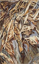 Jadwiga Maziarska – Nierozerwalne więzły – olej, wosk, płótno, 123 x 75 cm, 1985