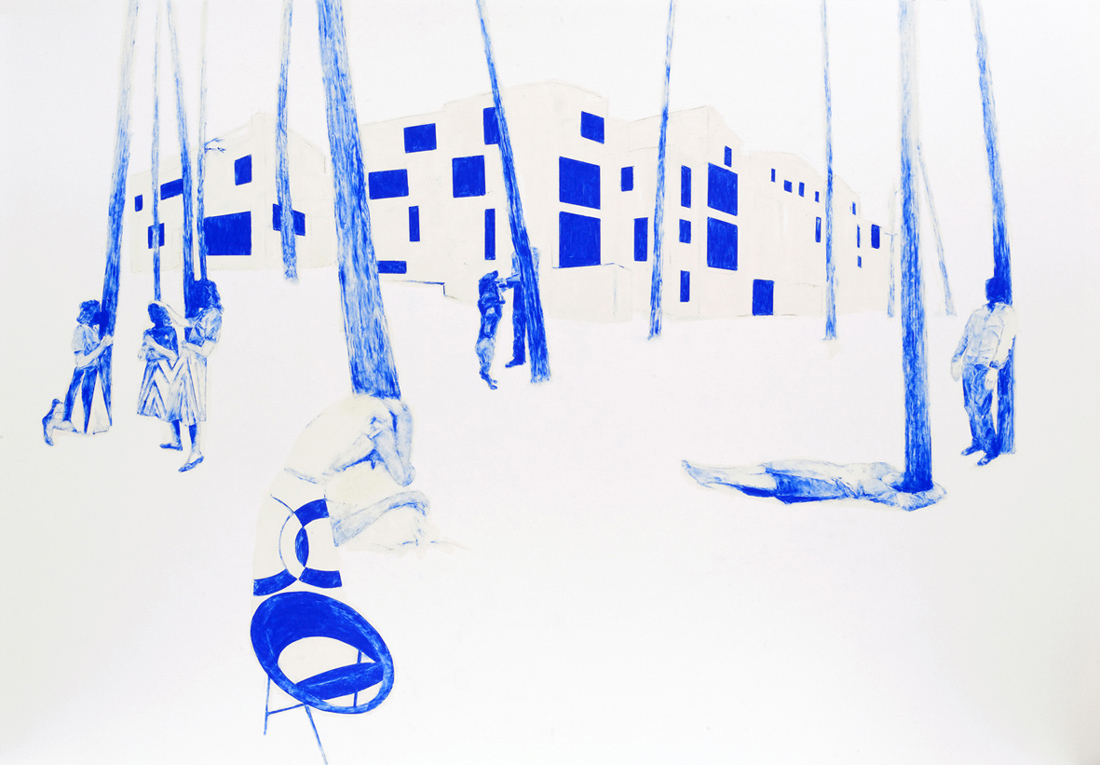 Monika Szwed – Bez tytułu, z cyklu "Pocztówki" – pastel olejny, papier, 70 x 100 cm, 2016