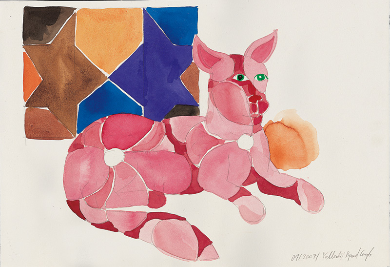Ryszard Grzyb – Różowy pies – akwarela, papier, 38 x 55,5 cm, 2007