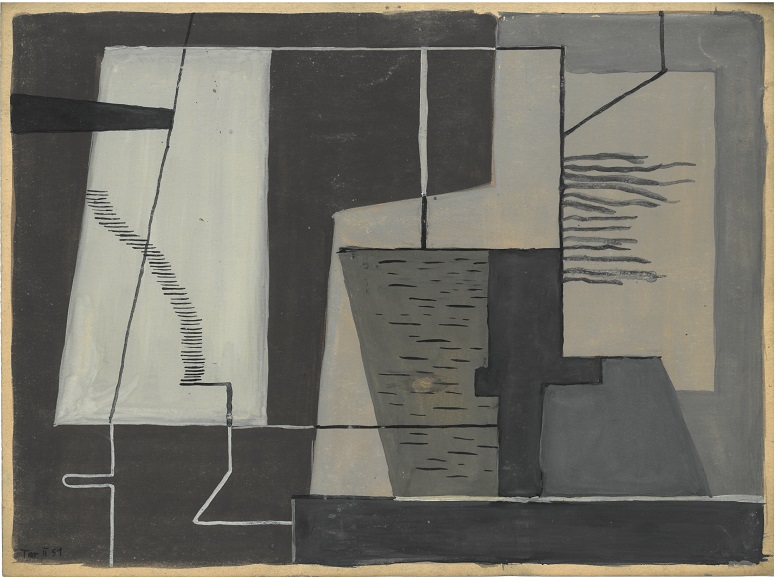 Janusz Tarabuła – Kompozycja 4 – gwasz, papier, 24,5 x 33 cm, II 1951