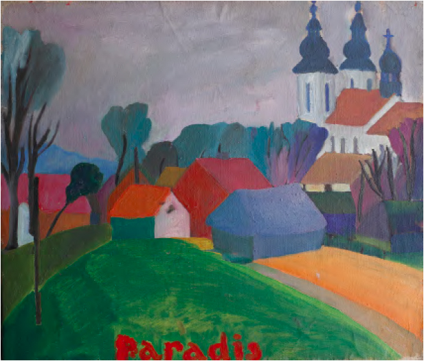 Jurry Zieliński – Paradis – olej, płótno, 46 x 55 cm, lata 70.
