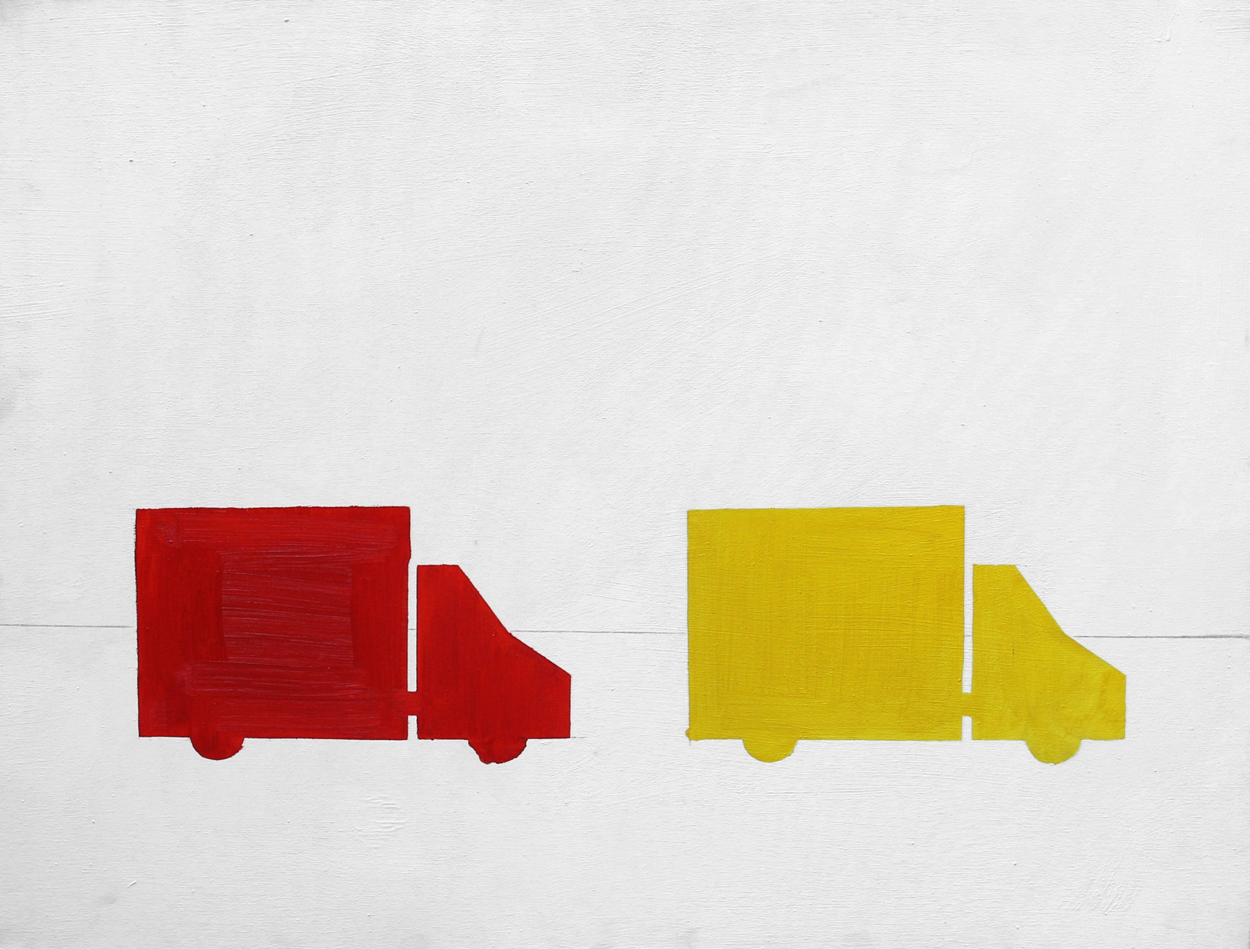 Tomasz Kręcicki – red lorry yellow lorry – olej, płótno, 60 x 80 cm, 2014