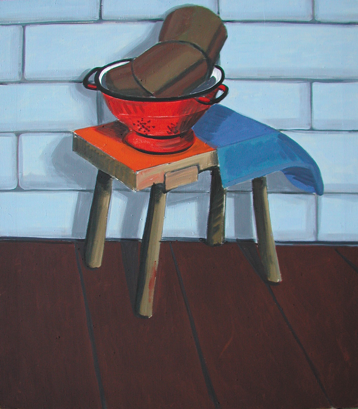 Jarosław Modzelewski – Martwa natura z kolankiem – tempera żółtkowa, płótno, 92 x 80 cm, 2002