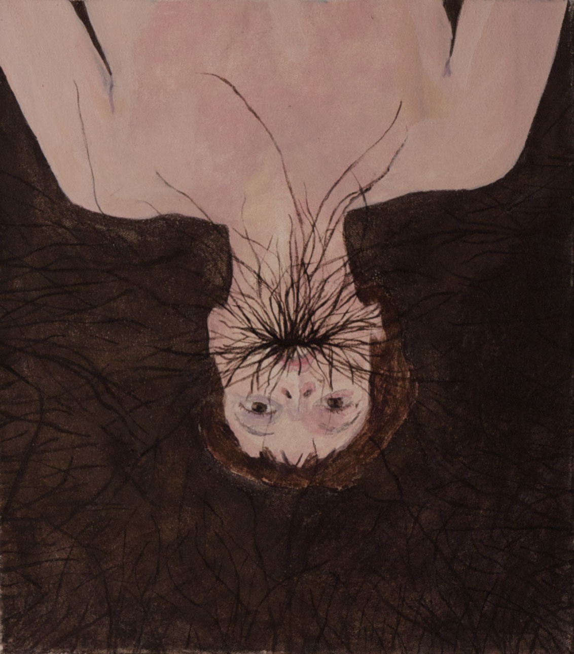 Monika Chlebek – Bez tytułu, z cyklu Złe sny – tempera jajowa, płótno, 32 x 28 cm, 2010