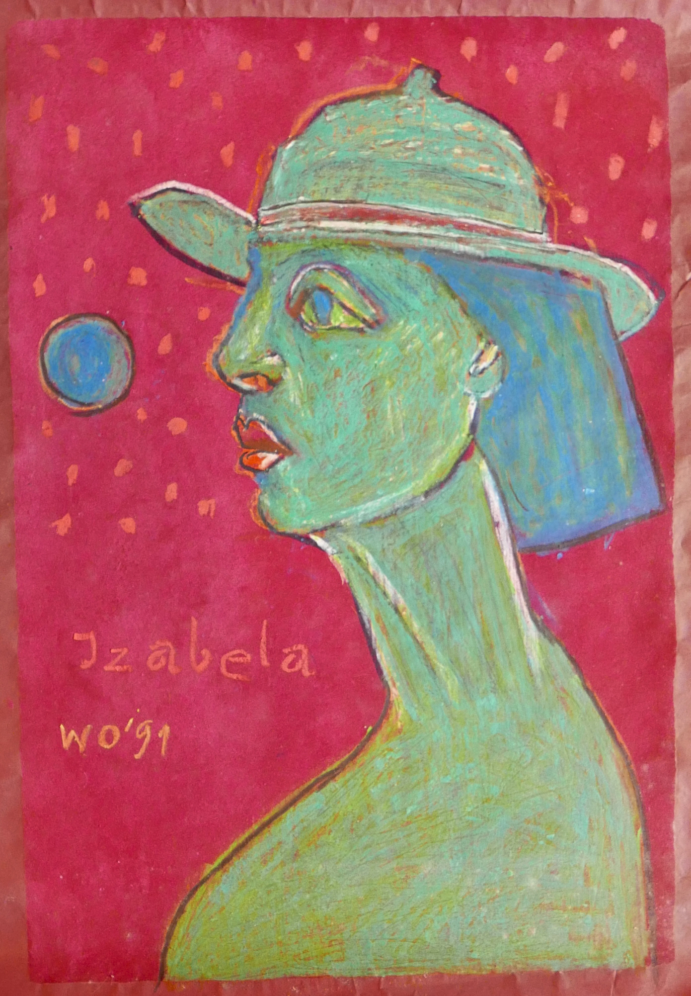 Wiesław Obrzydowski – Izabela – pastele olejne, papier zamszowy, 85 x 60 cm, 1991