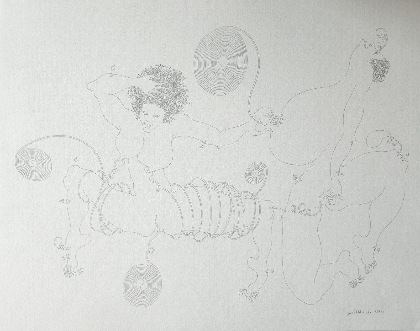 Jan Dobkowski – Bez tytułu – ołówek, papier, 41 x 61 cm, 1991