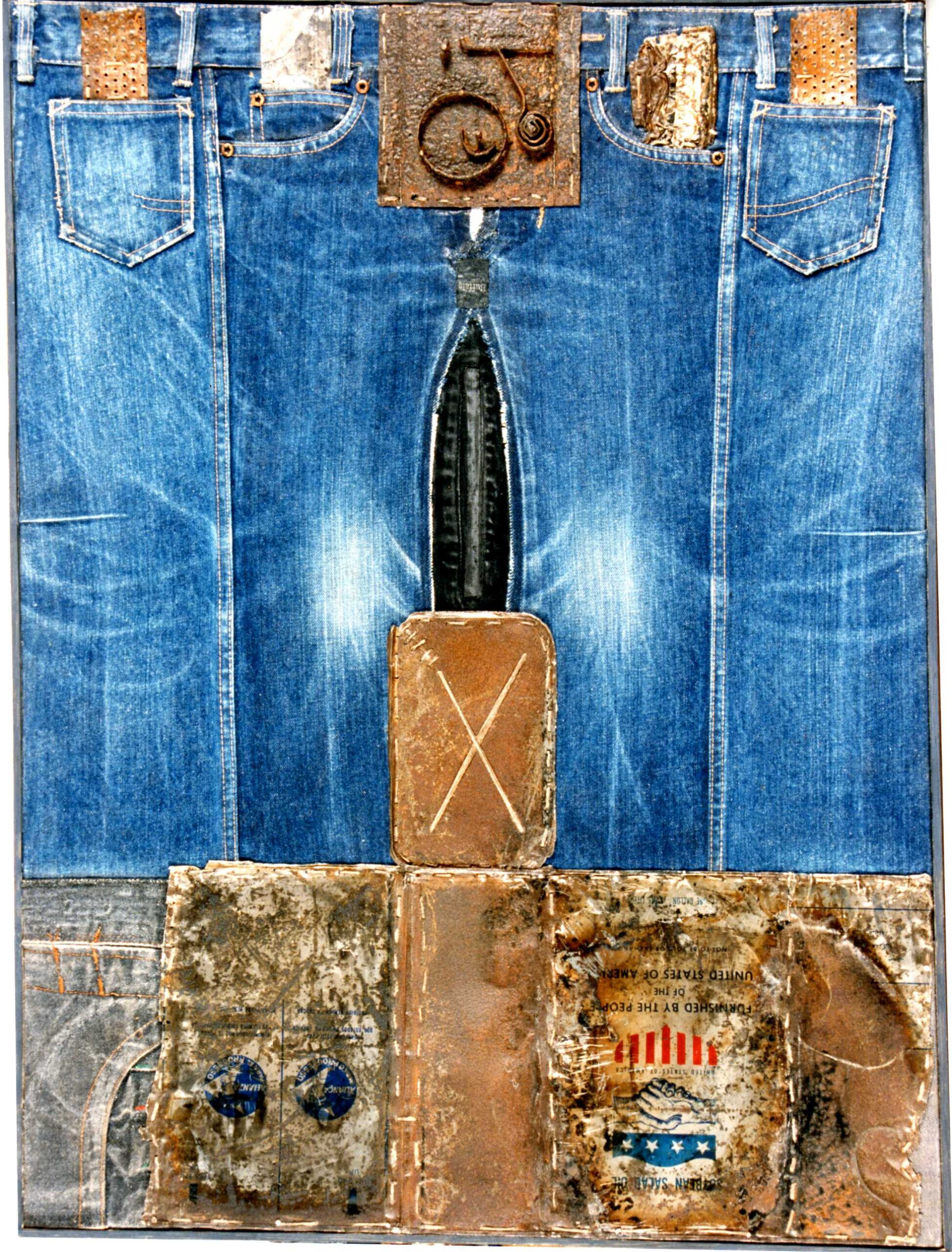 Danuta Urbanowicz – Krzywy jeans – kolaż, 81 x 61 cm, 1993
