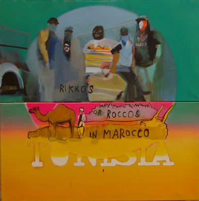 Radek Szlaga – Rikkos or Roccos – olej, płótno, 60 x 120 cm każdy z dwu elementów, 2007